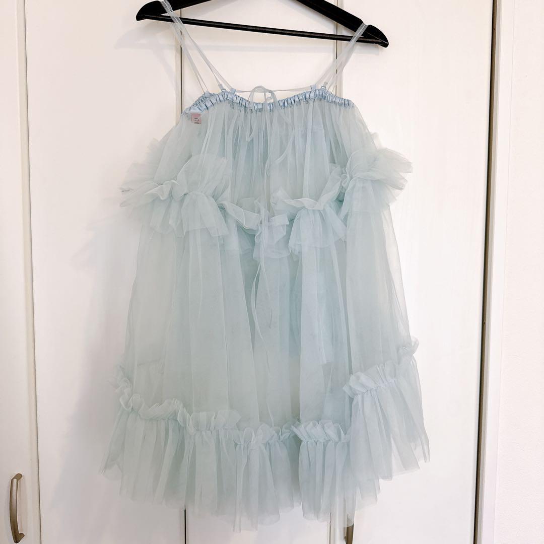 J1U by LABELLE ETUDEチュールボリュームフリルチュニック水色