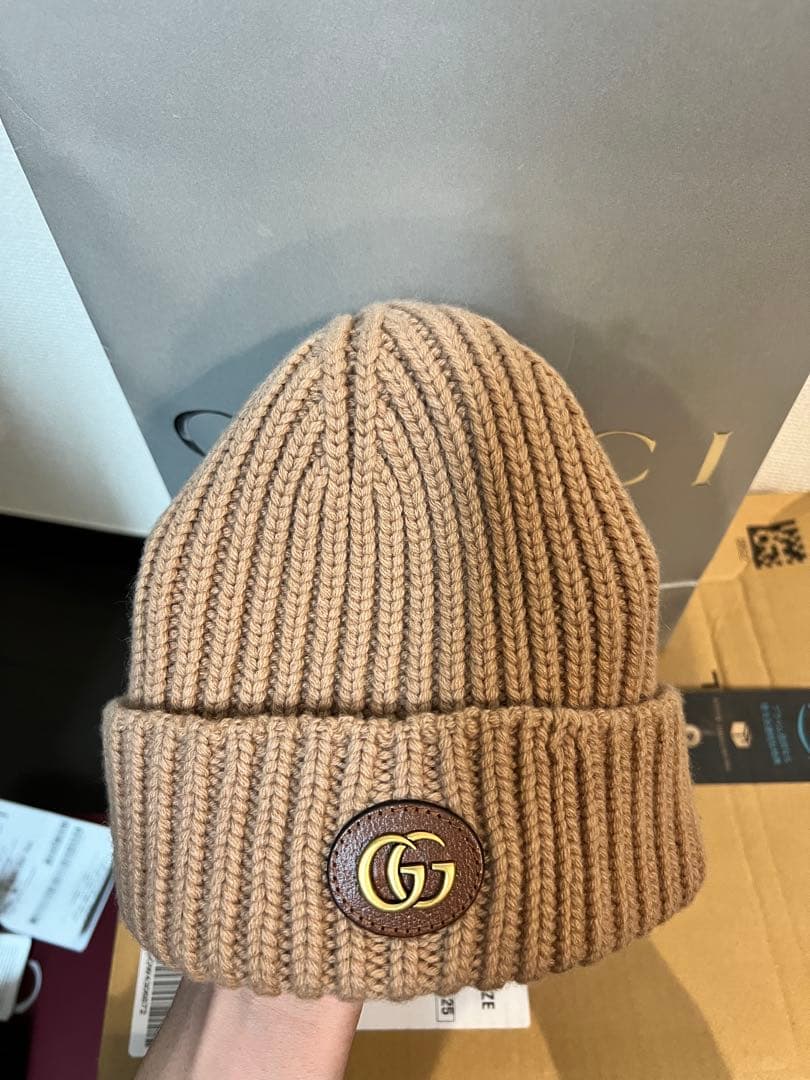 【新品・正規品】GUCCI ダブルG付き ウールカシミア キャップ