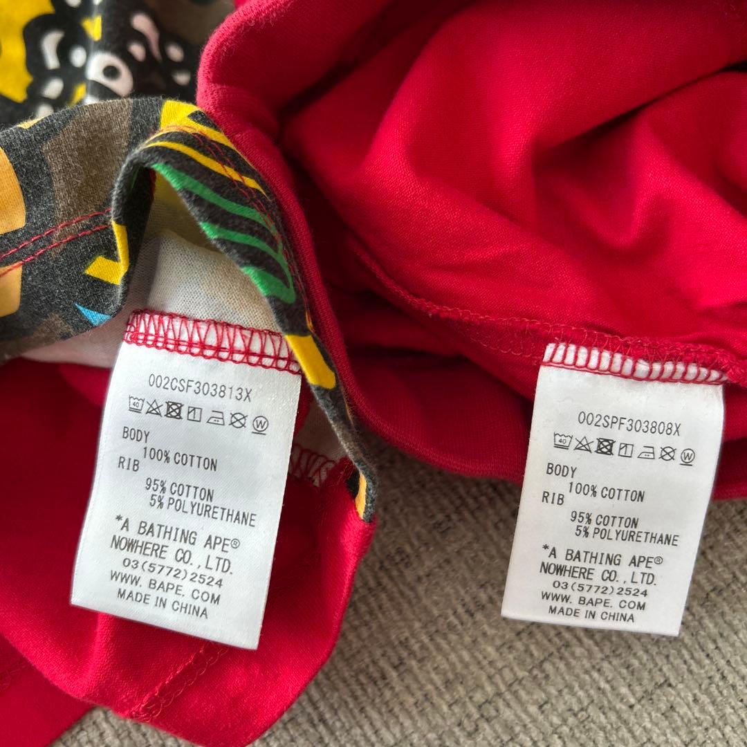 BAPEKIDSカラフルキャラクターTシャツ＆ショートパンツセット80cm正規品