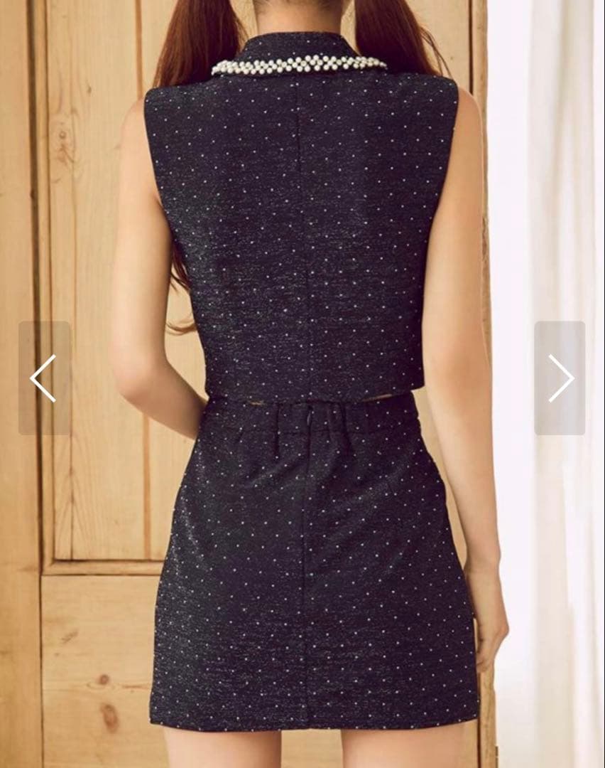 美品 パール襟フロントジップセットアップタイトミニドレス 即購入⭕️ 早い者勝ち✨