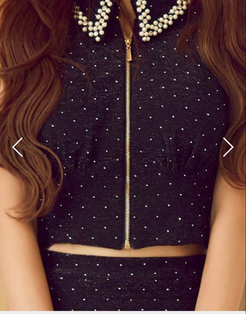 美品 パール襟フロントジップセットアップタイトミニドレス 即購入⭕️ 早い者勝ち✨