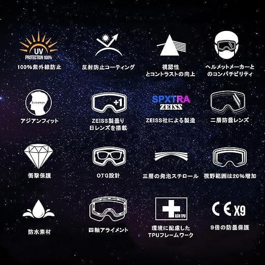 【未開封新品】Powsterスキーゴーグル 雪上 OTG スキー板 ゴーグル 磁