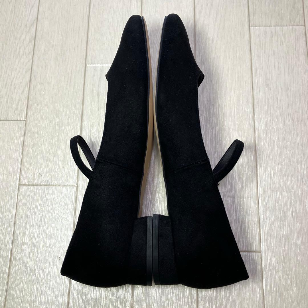 ルタロン スクエアビジューベルト メリージェーン 24.5cm 黒 ブラック