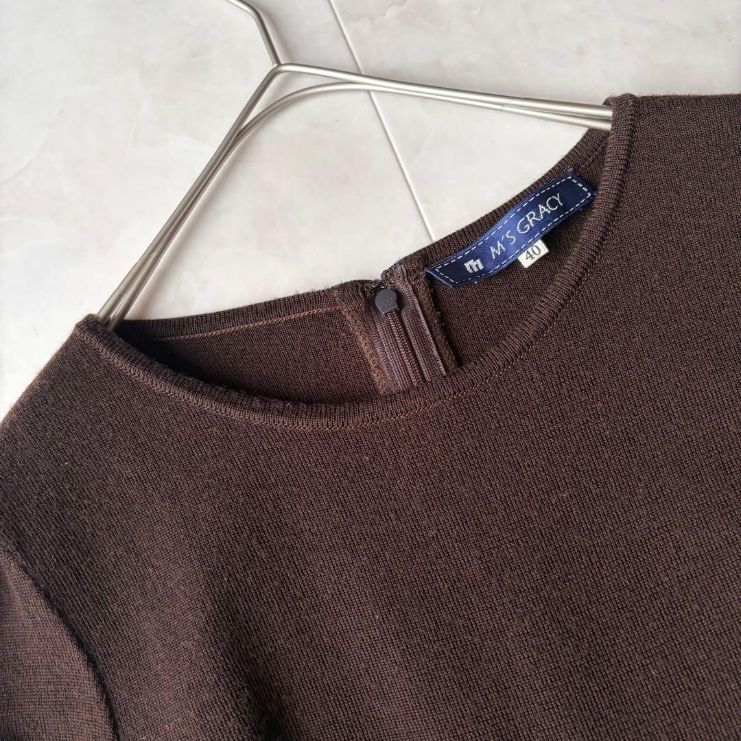 エムズグレイシー✨ローズプリント ニット ドッキング ワンピース 40 L