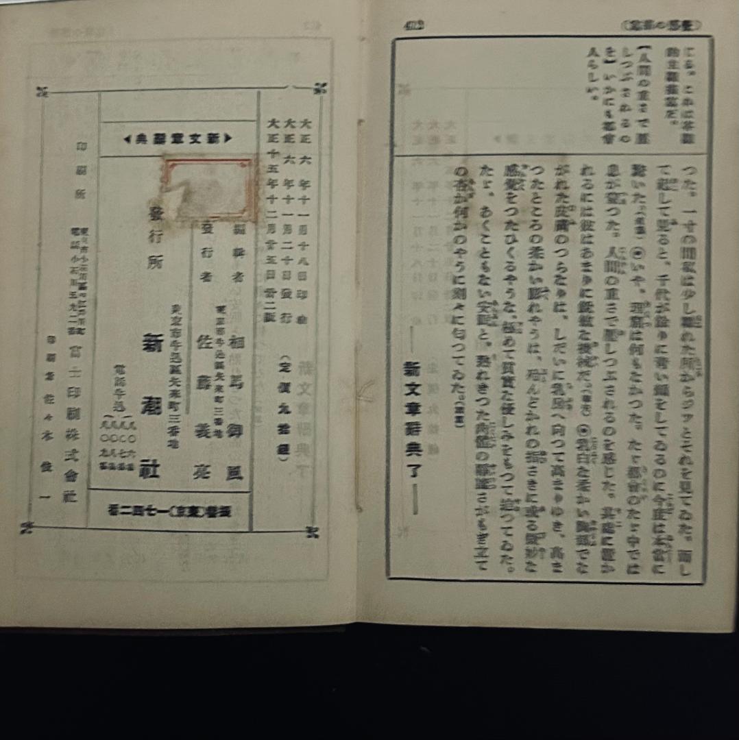 新文章辞典 新潮社　大正15年発行