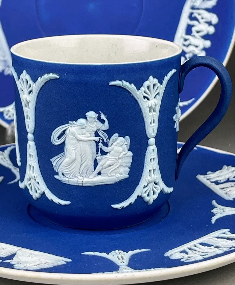 【希少】アンティーク オールドウェッジウッド ジャスパーウェア カップ ソーサー