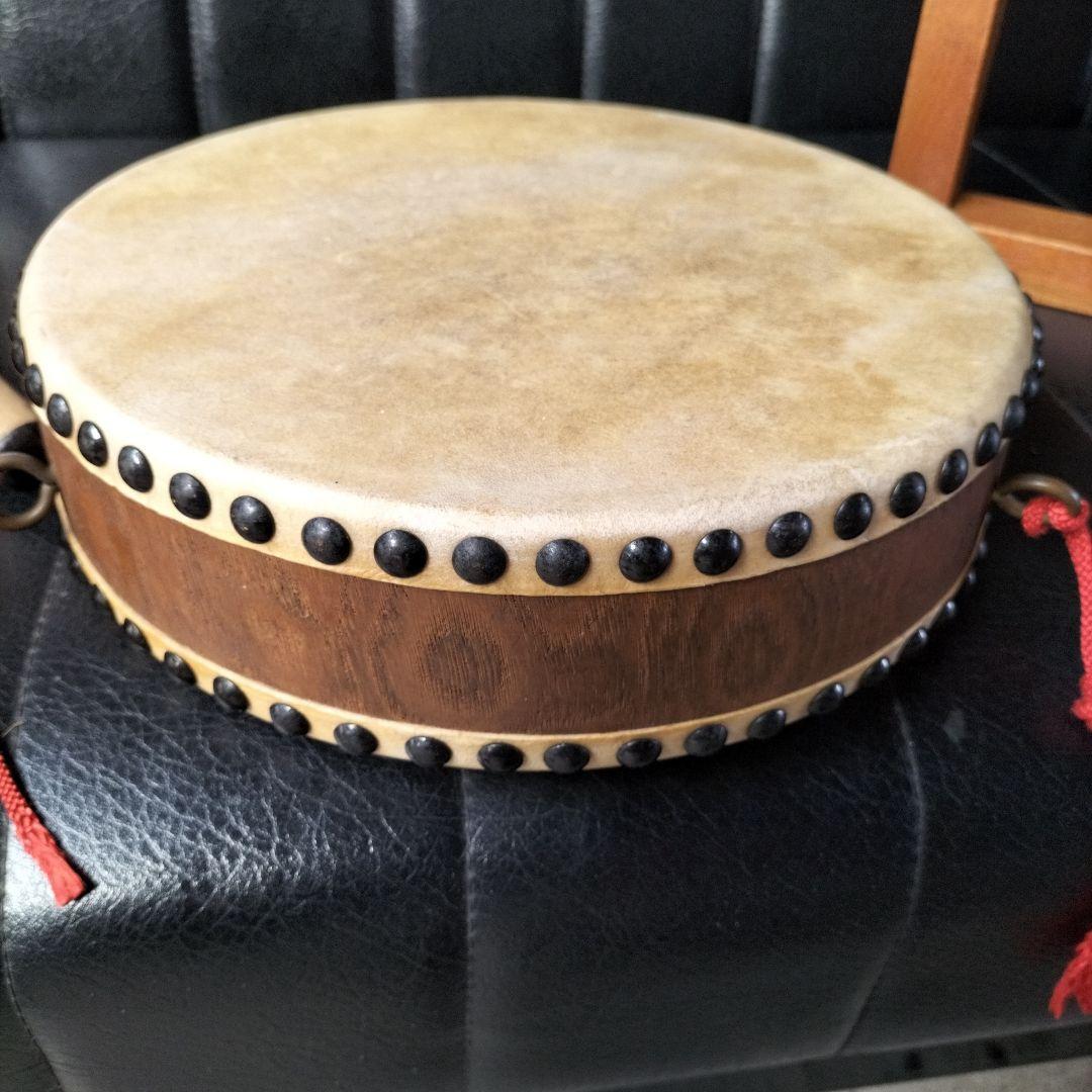 民謡　長唄　平胴太鼓　平太鼓（木製太鼓台　バチ付き）セット中古品