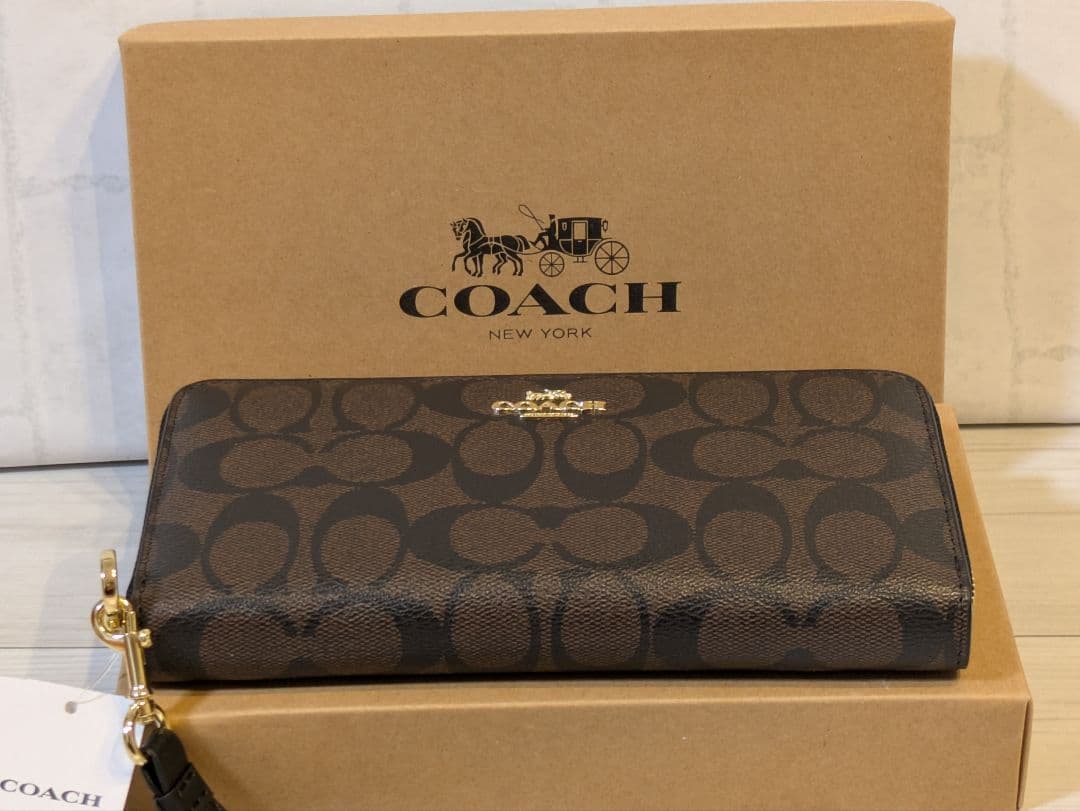 新品♥未使用 COACH C4452 IMAA8 長財布 ブラウン×ブラック
