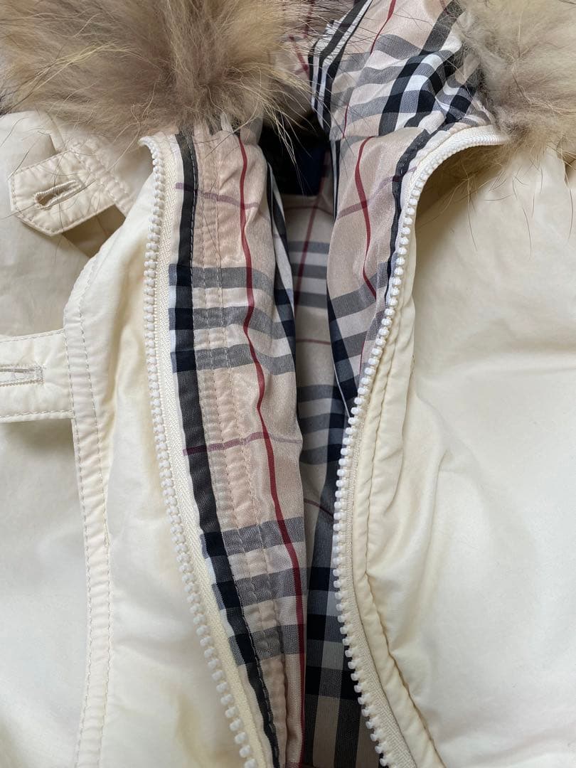バーバリーロンドン　ロングジャケット　コート　ファー付き　フード　ノバチェック柄