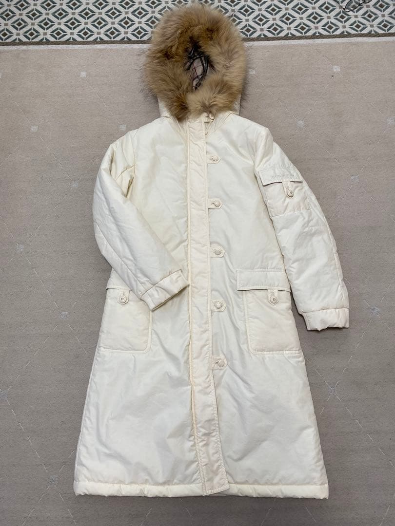 バーバリーロンドン　ロングジャケット　コート　ファー付き　フード　ノバチェック柄