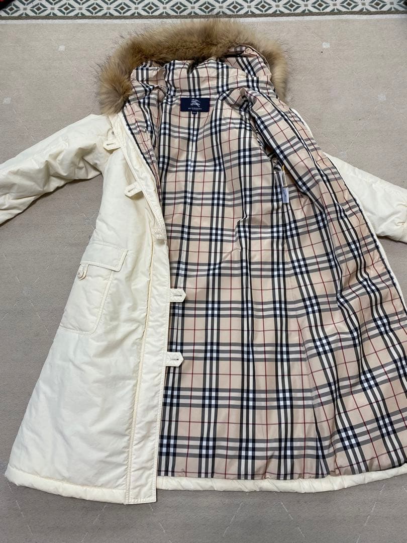 バーバリーロンドン　ロングジャケット　コート　ファー付き　フード　ノバチェック柄
