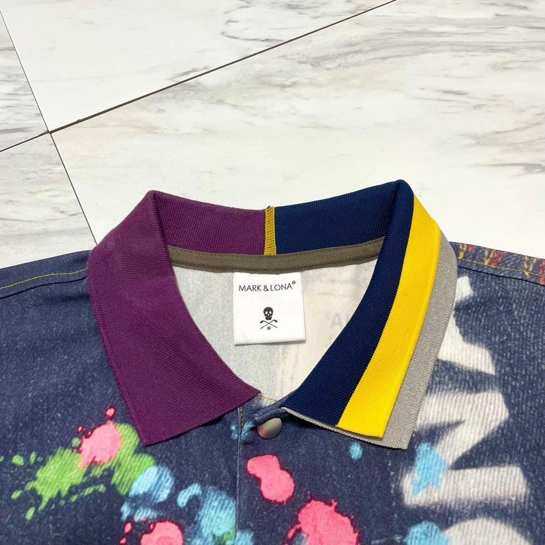 極美品 23SS⭐️マーク&ロナ ポロシャツ 木村拓哉着用モデル 総柄 ドクロ L