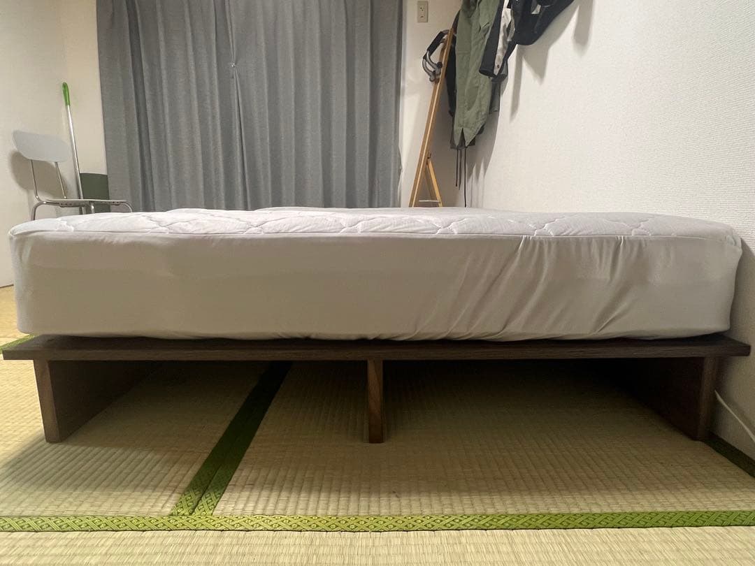 ロウヤ ベッドフレーム セミダブル ウォルナット(幅DIY加工済み) 送料込