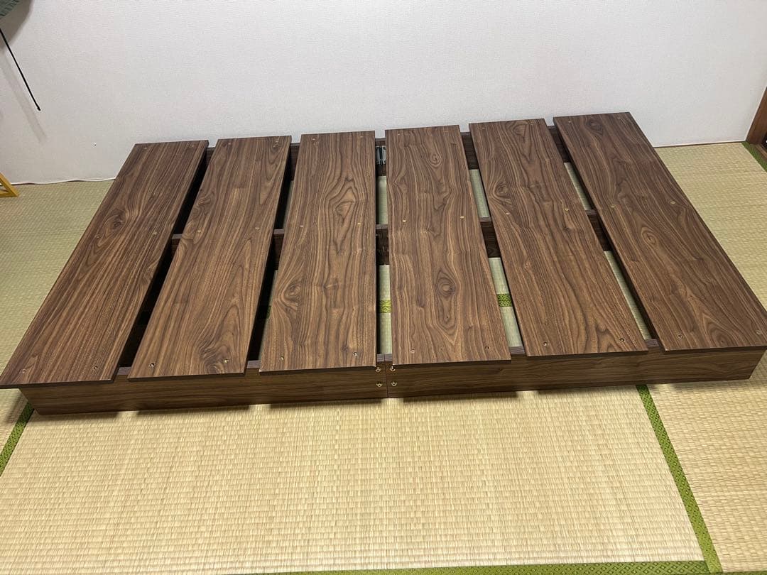 ロウヤ ベッドフレーム セミダブル ウォルナット(幅DIY加工済み) 送料込