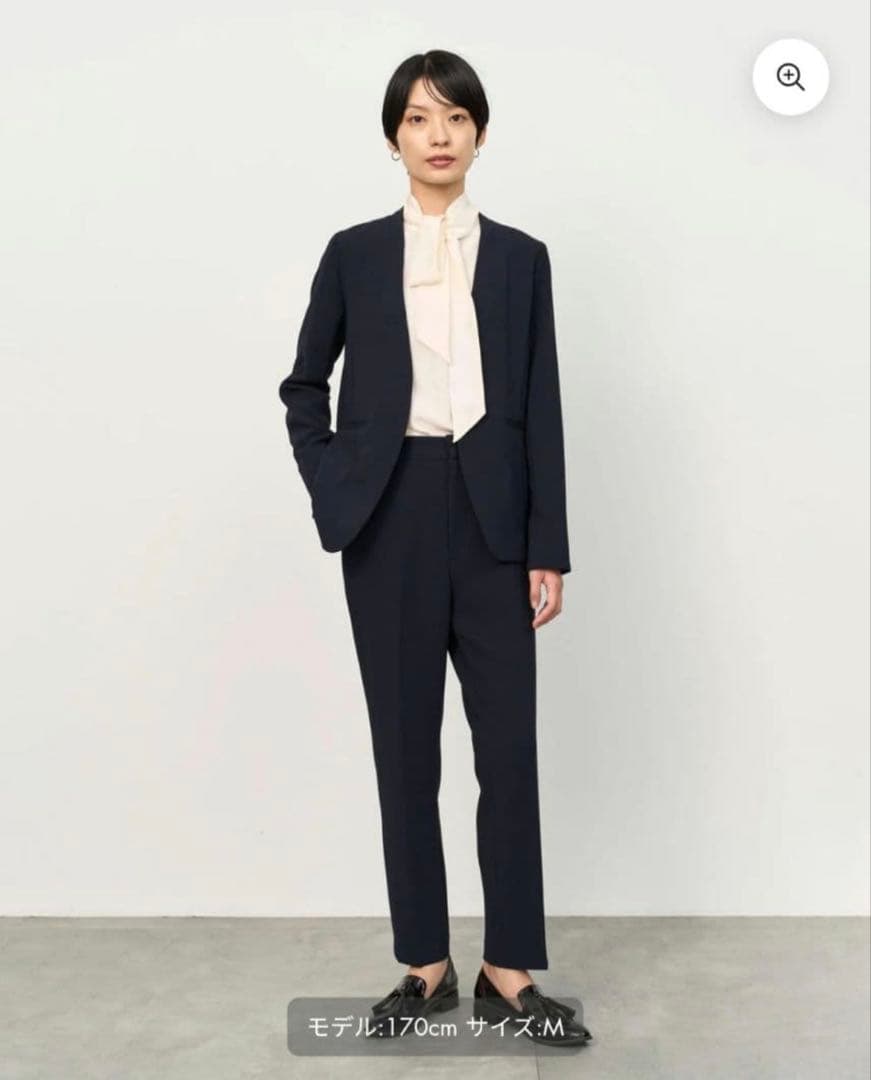 【新品】ノーカラージャケット L ネイビー 紺 タグ付き　ソージュ　soeju