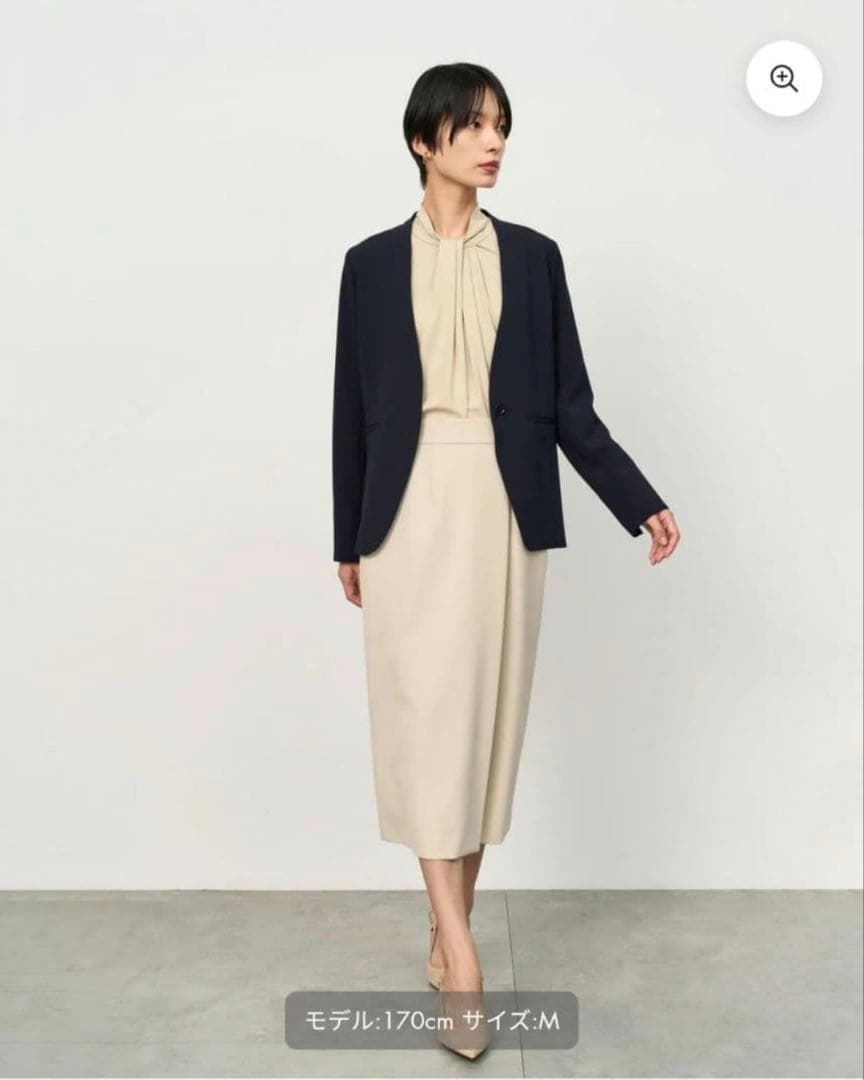 【新品】ノーカラージャケット L ネイビー 紺 タグ付き　ソージュ　soeju