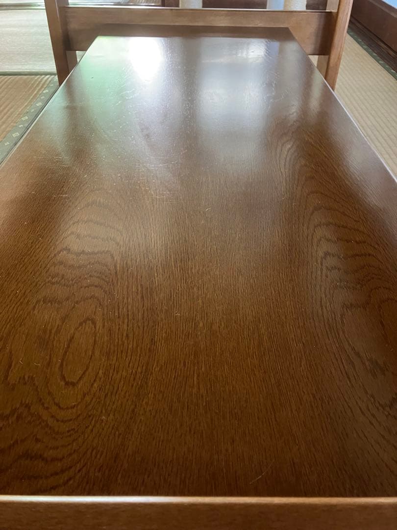 カリモク ガラストップ テーブル 天然木