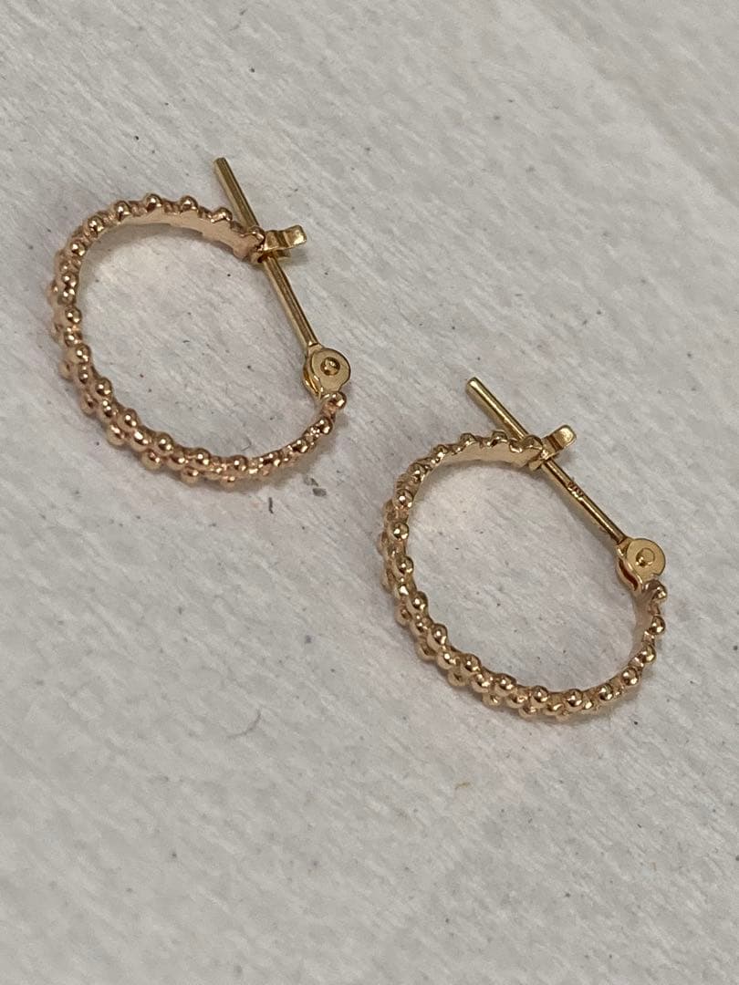 アガット　k10 k18 バブル　フープピアス