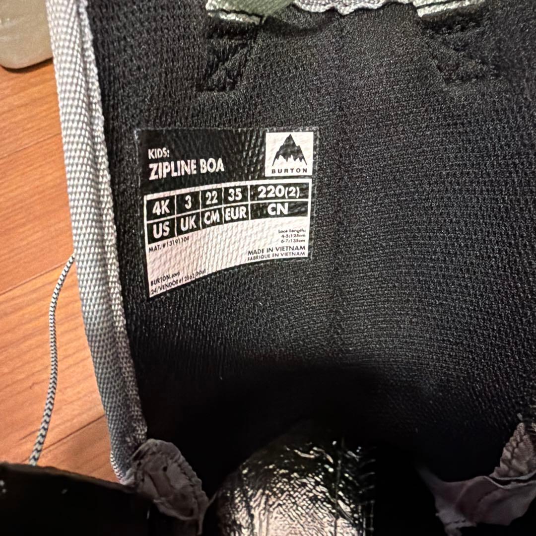 BURTON Zipline （22cm）子ども用スノーボードブーツ グレー