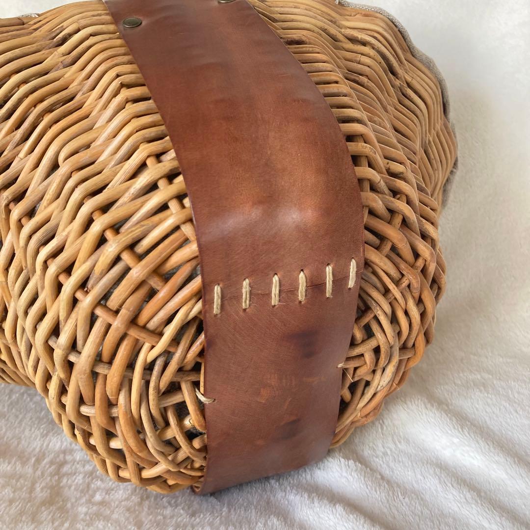 ebagos エバゴス かごバッグ ブラウン レザー 紅藤 ワンハンドル