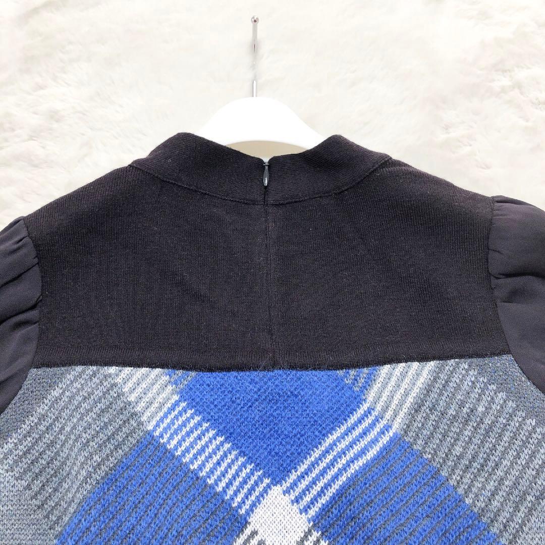 ブルーレーベルクレストブリッジ*ドッキングワンピース チェック ニット 38