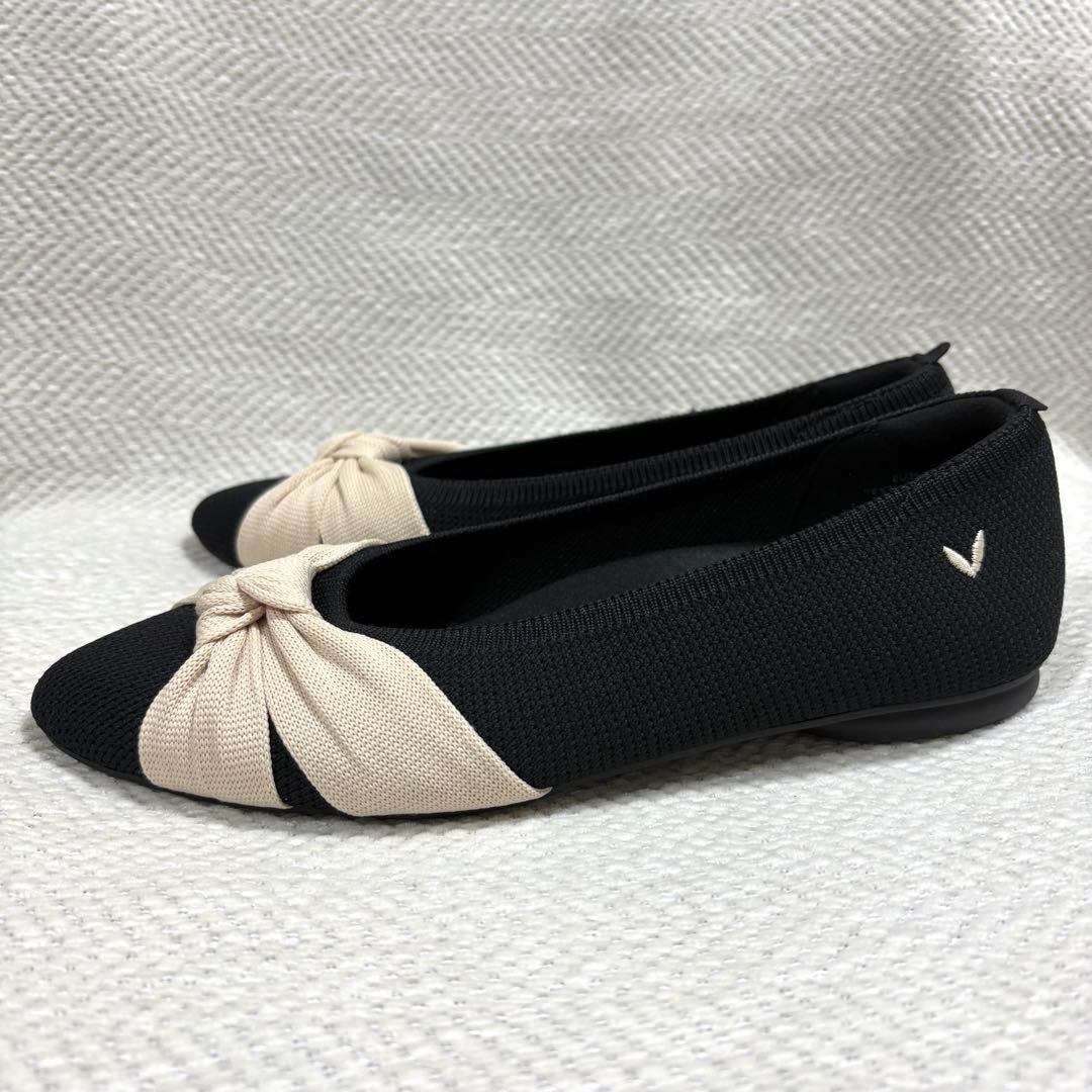 新品 VIVAIA バイカラー リボン フラットシューズ コンフォートシューズ