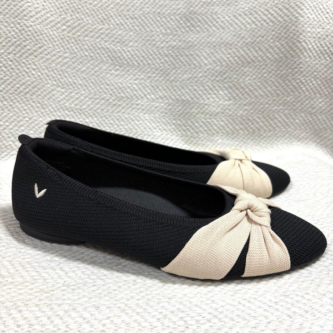 新品 VIVAIA バイカラー リボン フラットシューズ コンフォートシューズ