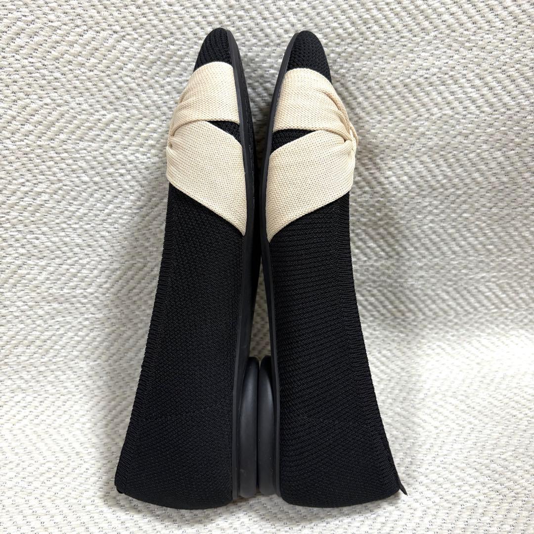 新品 VIVAIA バイカラー リボン フラットシューズ コンフォートシューズ