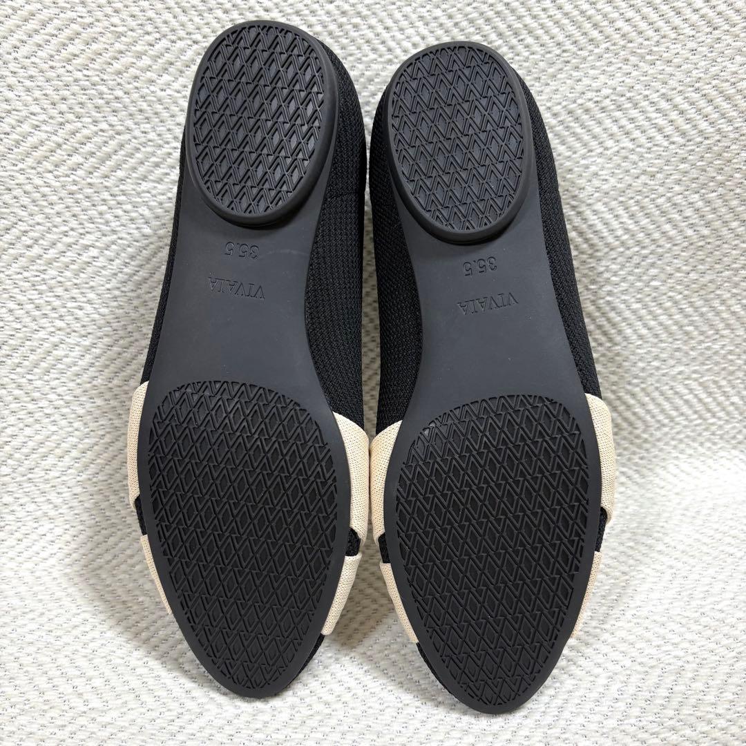 新品 VIVAIA バイカラー リボン フラットシューズ コンフォートシューズ