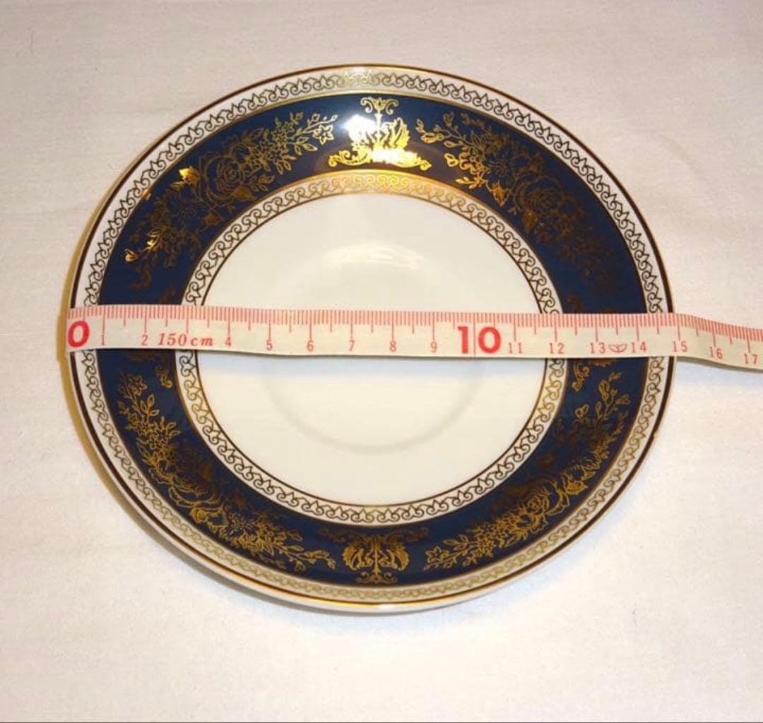 【希少】ウェッジウッド　「コロンビア」シリーズ　ブルー&ゴールド　トリオセット