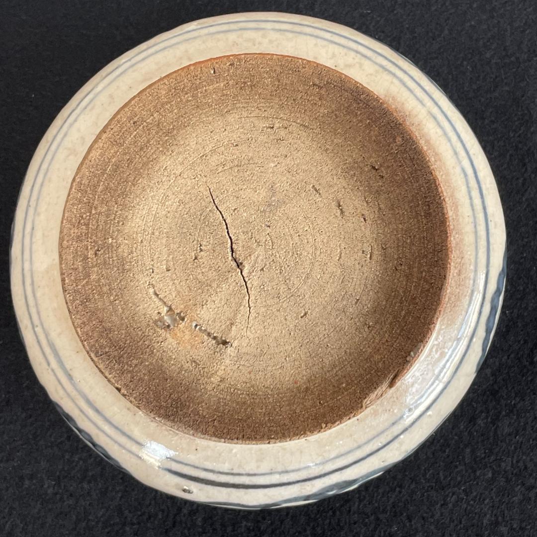 H*U様 旧家収蔵 中国古玩 明 青花 万古長 字紋 小壺 茶道具 建水 こぼし