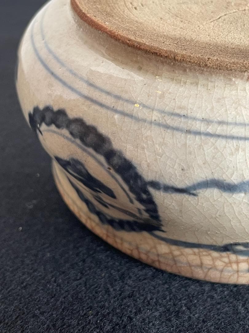 H*U様 旧家収蔵 中国古玩 明 青花 万古長 字紋 小壺 茶道具 建水 こぼし