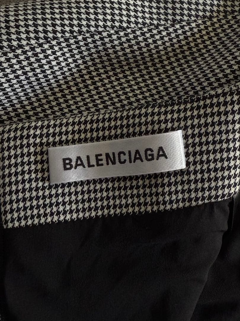 BALENCIAGAバレンシアガ アシンメトリー フリル千鳥格子スカート 34