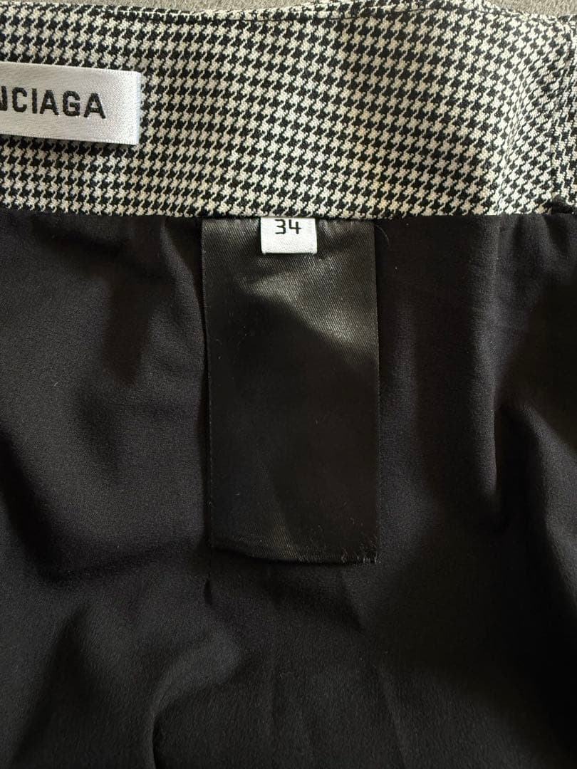 BALENCIAGAバレンシアガ アシンメトリー フリル千鳥格子スカート 34