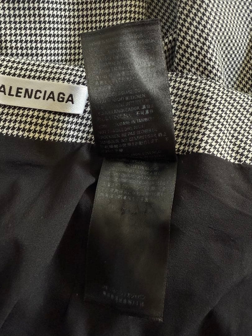BALENCIAGAバレンシアガ アシンメトリー フリル千鳥格子スカート 34