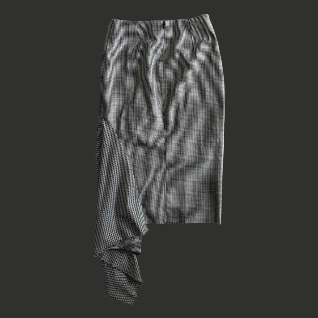 BALENCIAGAバレンシアガ アシンメトリー フリル千鳥格子スカート 34