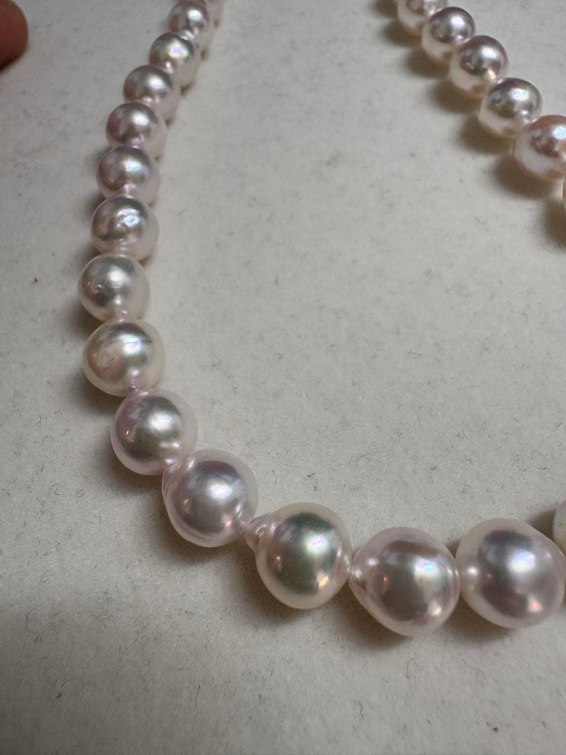 新品　てりツヤ花珠級干渉色抜群アコヤパールネックレス