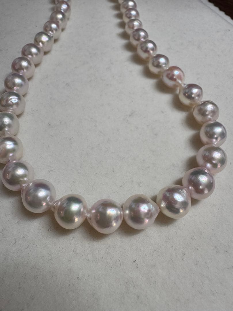 新品　てりツヤ花珠級干渉色抜群アコヤパールネックレス