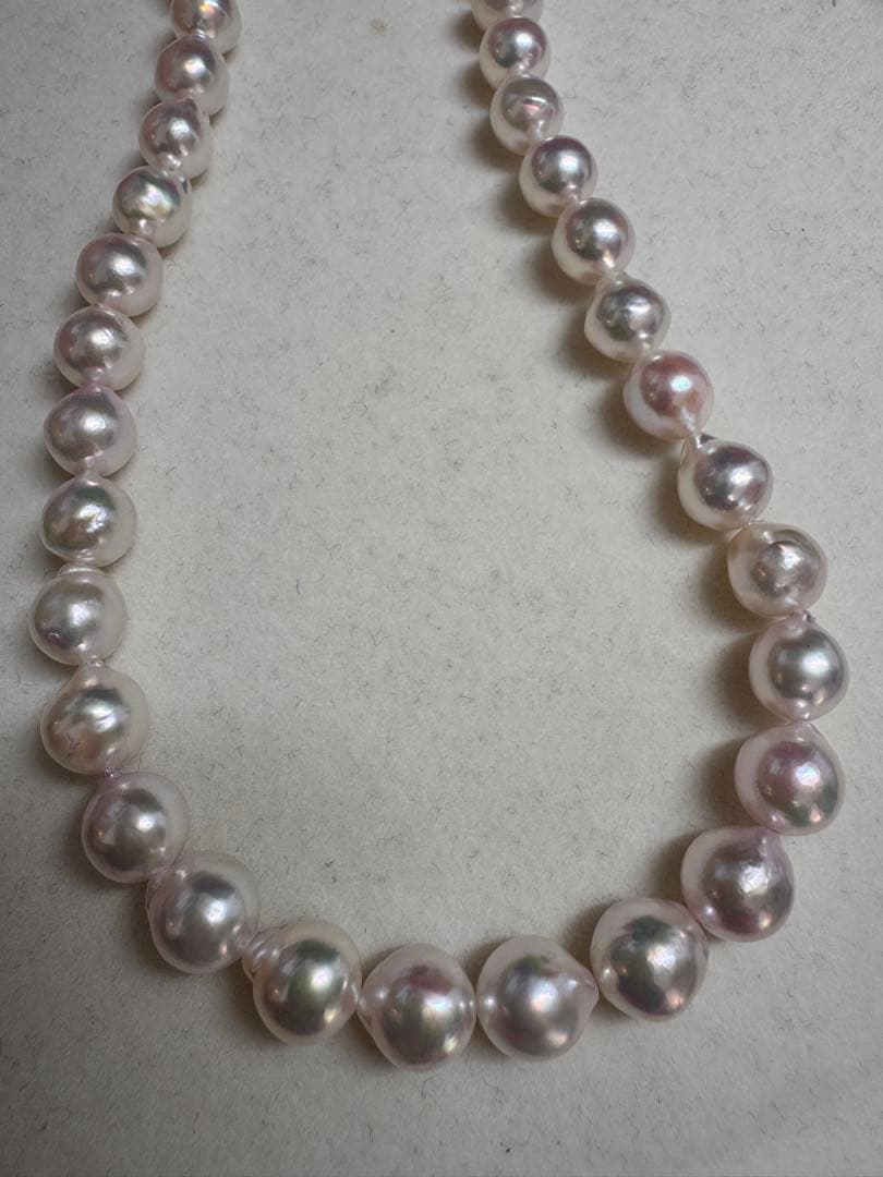 新品　てりツヤ花珠級干渉色抜群アコヤパールネックレス