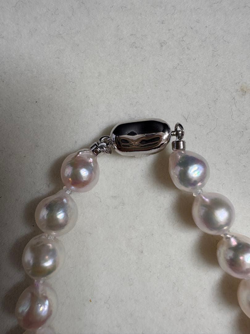 新品　てりツヤ花珠級干渉色抜群アコヤパールネックレス