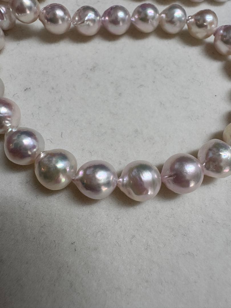 新品　てりツヤ花珠級干渉色抜群アコヤパールネックレス