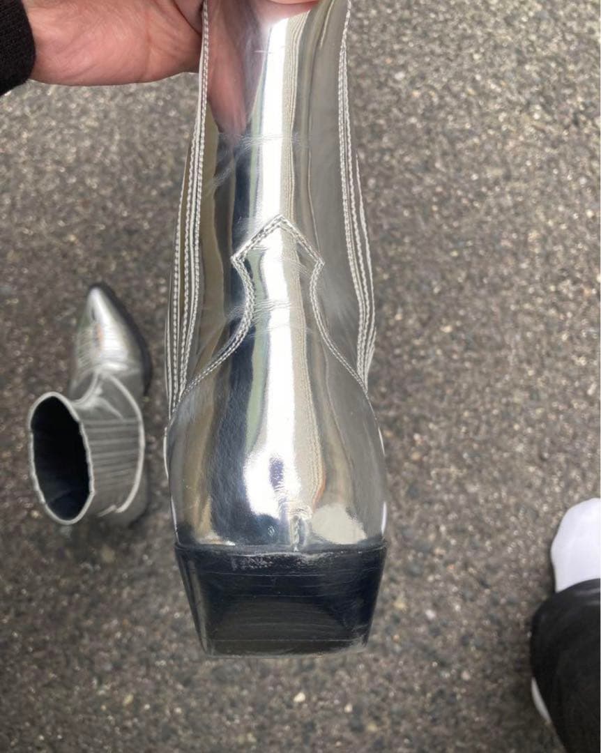 【CELINE】22AWメタリックシルバーウエスタンブーツ【サイズ41】