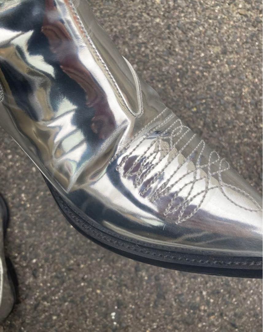 【CELINE】22AWメタリックシルバーウエスタンブーツ【サイズ41】