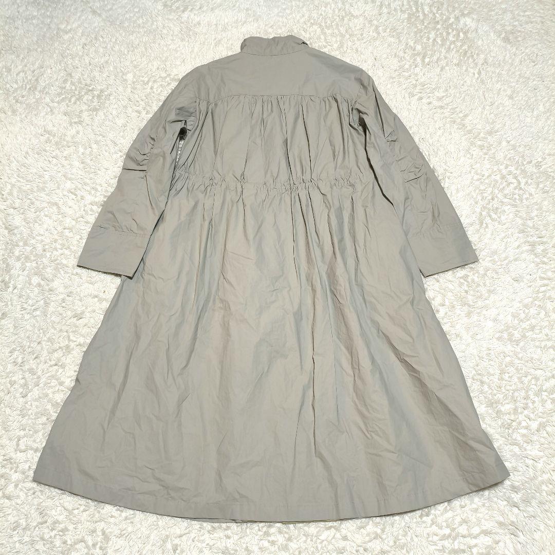 美品 ダーマコレクション 撥水加工 ロングコート ギャザー ドローコード