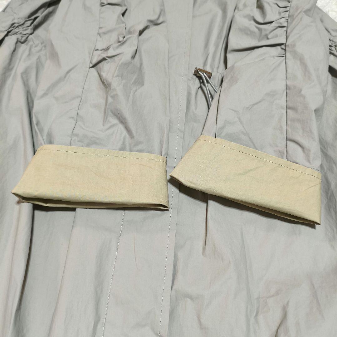 美品 ダーマコレクション 撥水加工 ロングコート ギャザー ドローコード