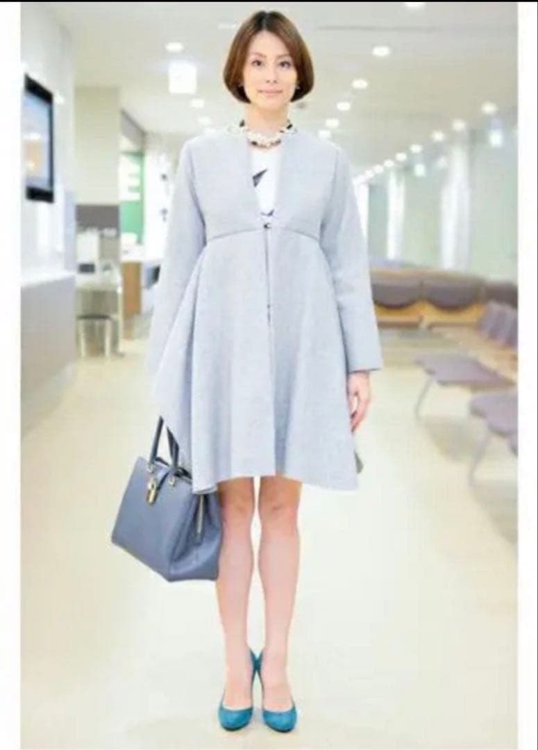 極美品✨米倉涼子さん着 ヨーコチャン 裾フレアコート 36 グレー ドクターX