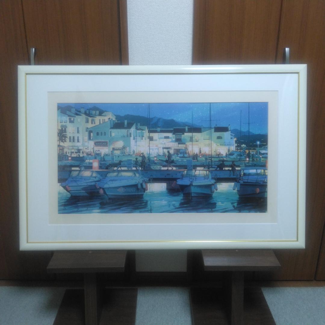 笹倉鉄平　プエルトバヌス　中古　大判額装アートポスター