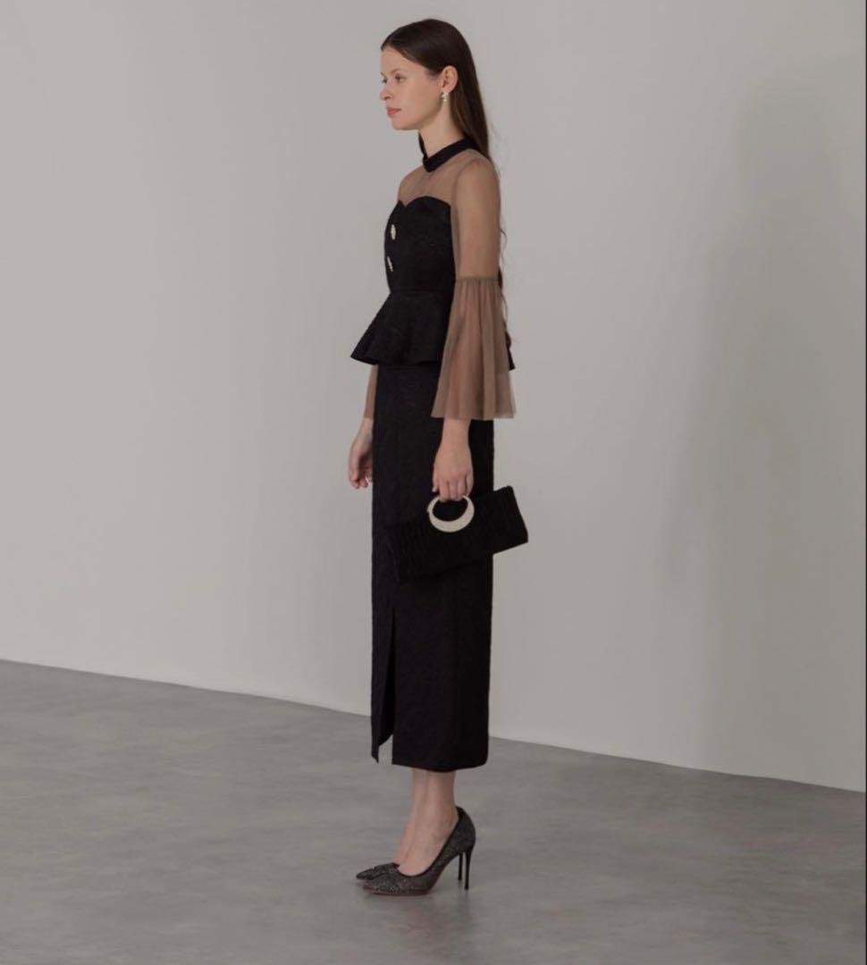 【LEJA】スパンコールビジューボタンセットアップワンピース