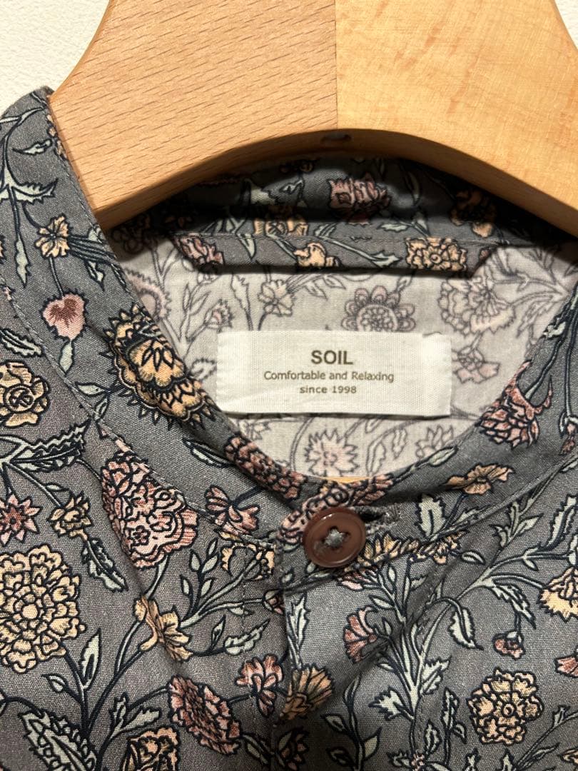 SOIL ソイル 40'sポプリンフラワープリント バンドカラーオーバーオール