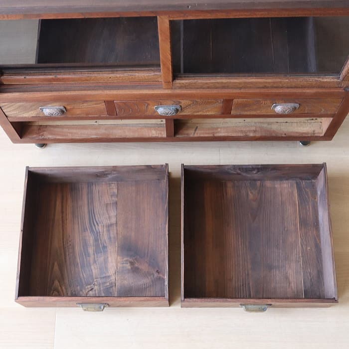 アンティーク ケヤキ ローボード 鉄脚 飾り棚 古家具 スギ テレビ台